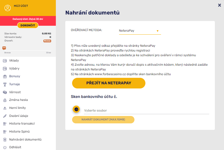 Ověření identity pomocí NeteraPay