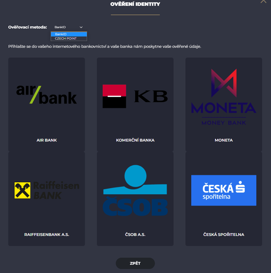 Ověření identity skrze BankID