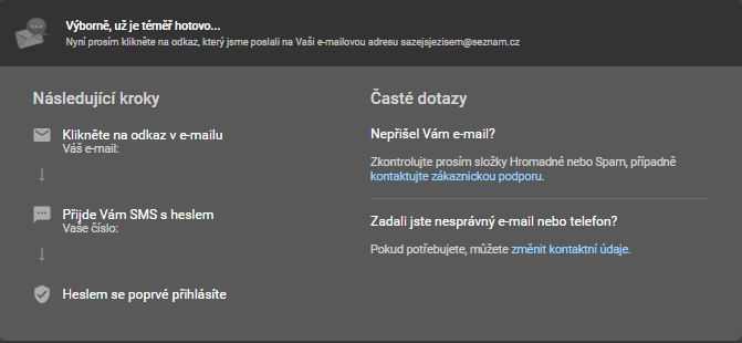 Druhý krok registrace v casinu Tipsport