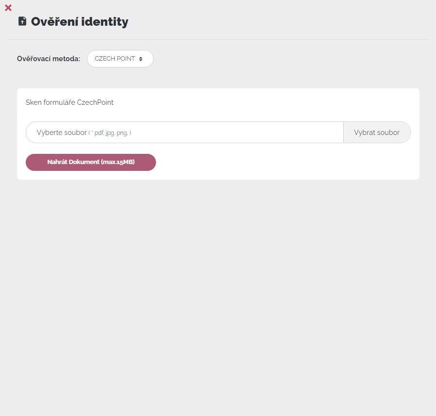 Naskenování formuláře v případě ověření přes Czech POINT