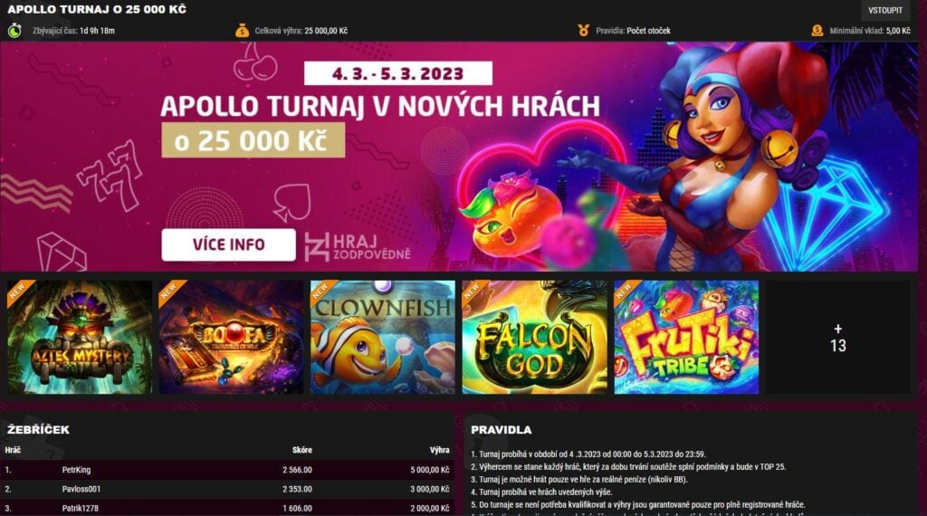 Turnaje v Synot Tip casinu