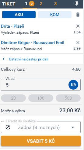 Typy online tiketů na Tipsportu