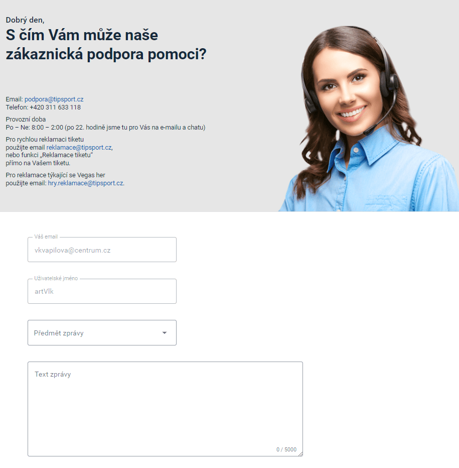 Zákaznická podpora Tipsportu