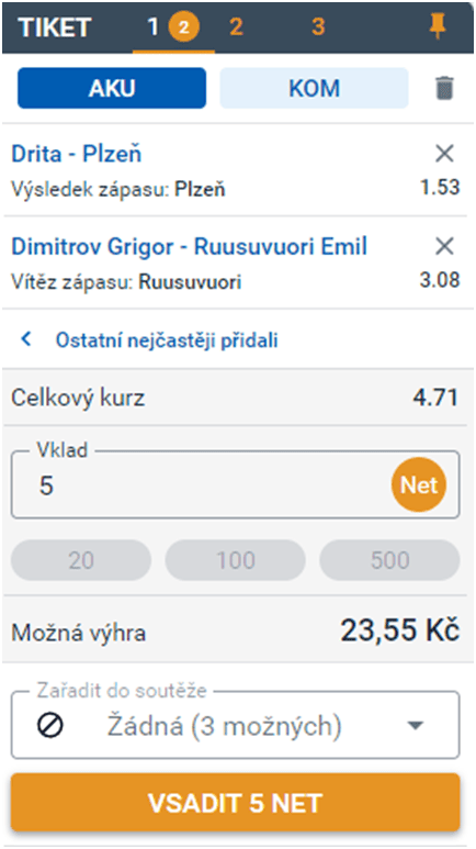 Jak vsadit tiket za Nety