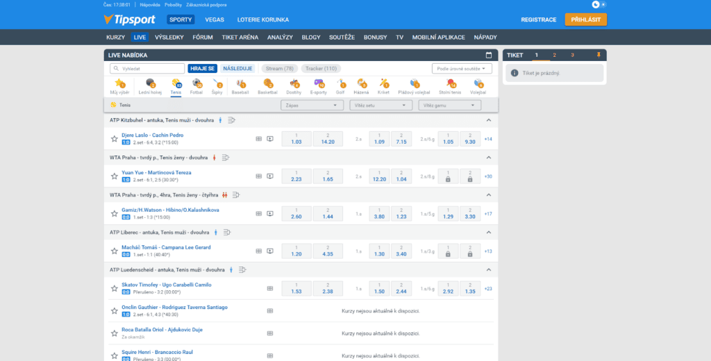 Live sázení u Tipsportu